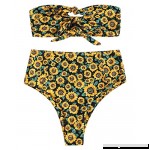ZAFUL Knot Sunflower High Waisted Bikini Set Bandeau Two Piece Triangle Swimsuit Black B07DXS85KZ